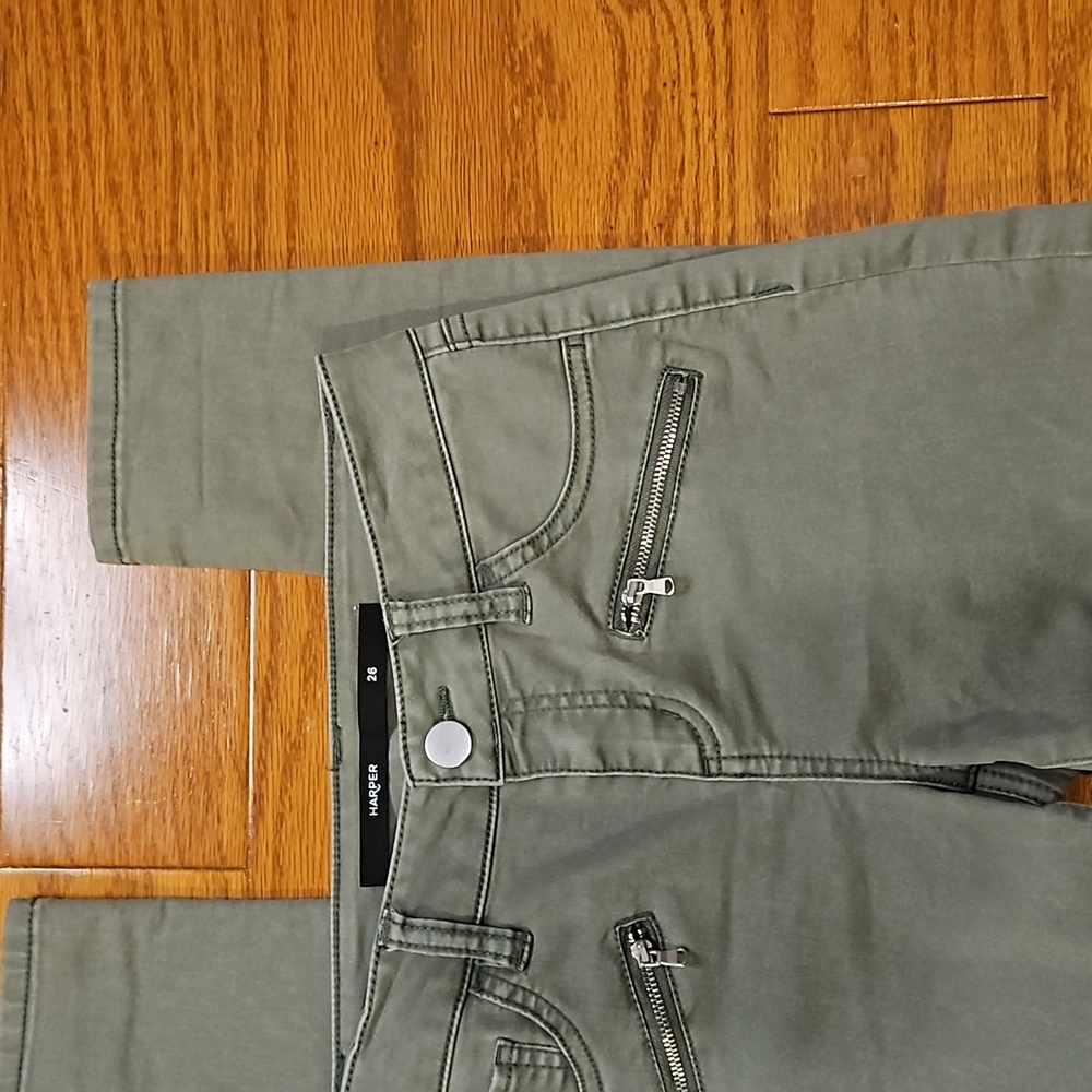 Harper Army Green Pants with Zipper Pockets - Picture 3 of 8